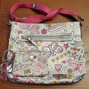 Coach poppy graffiti crossbody with coin purse
